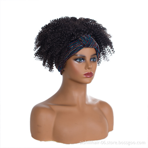 Synthetic hair heat resistant headband wig wholesale afro black kinky curly fiber synthetic hair for black women